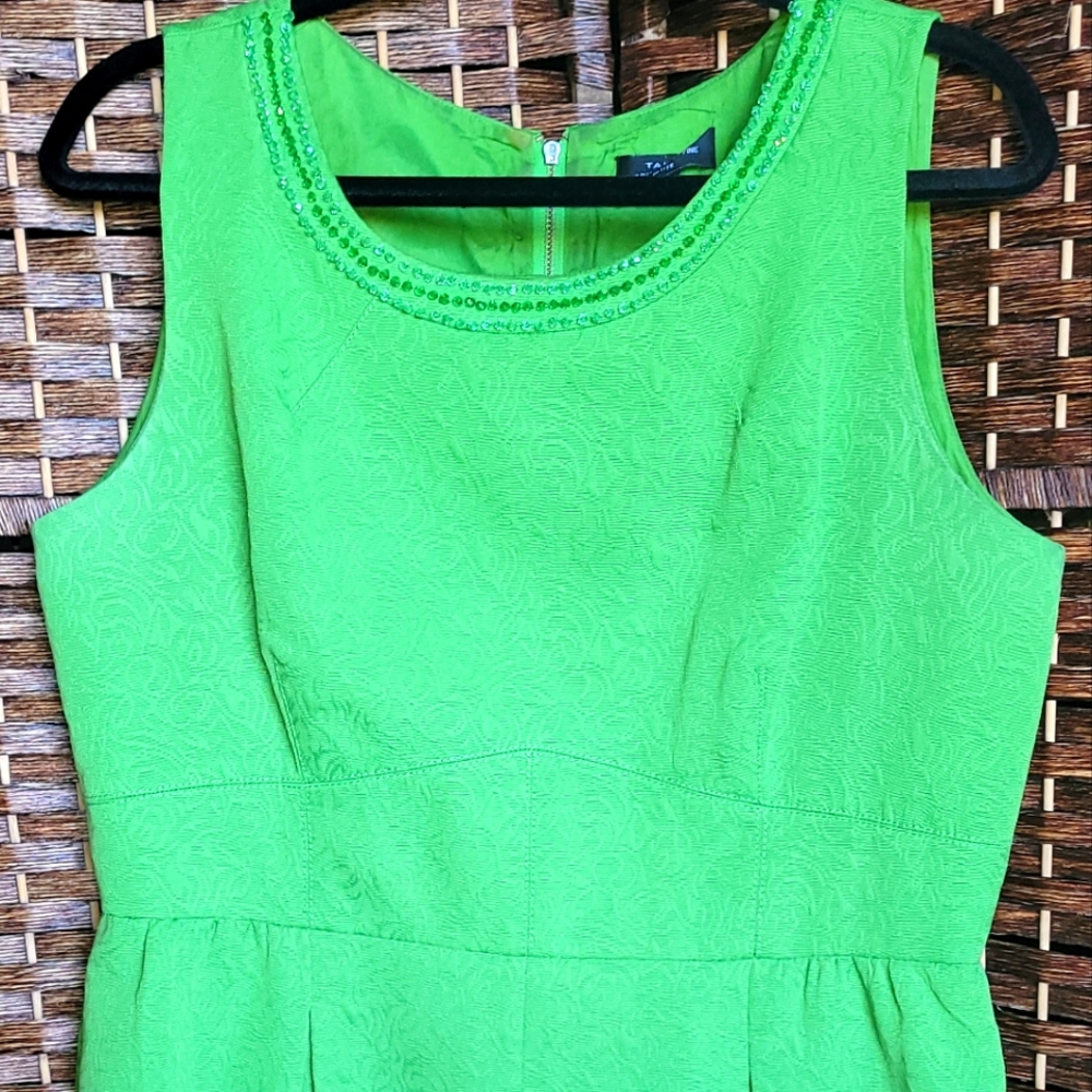 Tahari Green Damask Vintage Vibe Dress - size 14 P